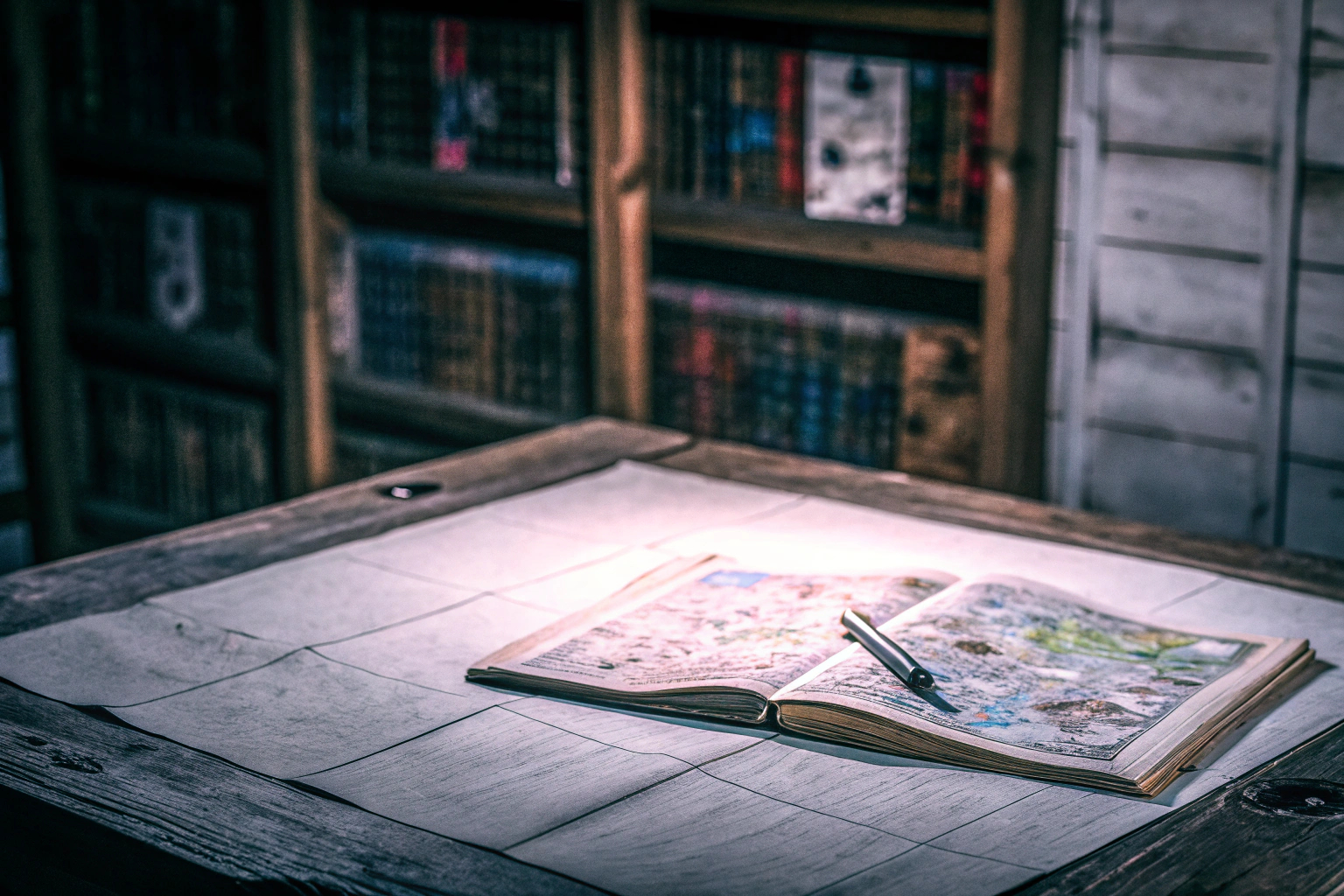 Spieler, die ein Rollenspiel-Buch lesen und notieren. Rollenspiel-Buch lesen