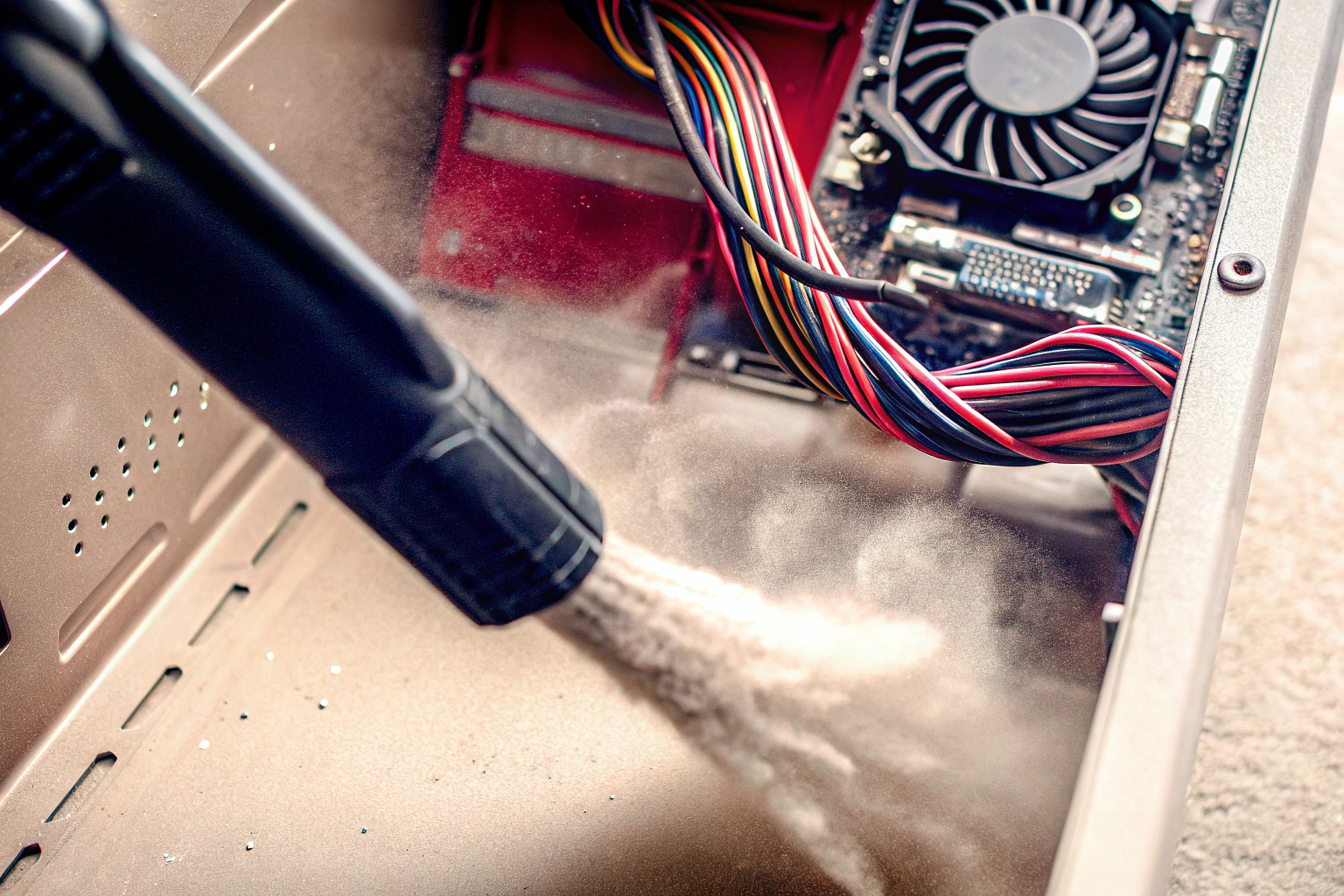 Staubentfernung aus einem PC für bessere Kühlung. Staubreinigung für PC-Kühlung