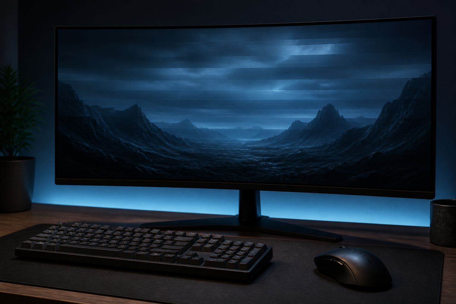 VRR-Flicker und flackernder Gaming-Monitor in dunkler Spielszenen