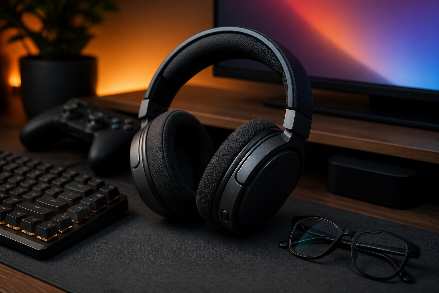 Gaming-Headset bequem mit Brille am PC