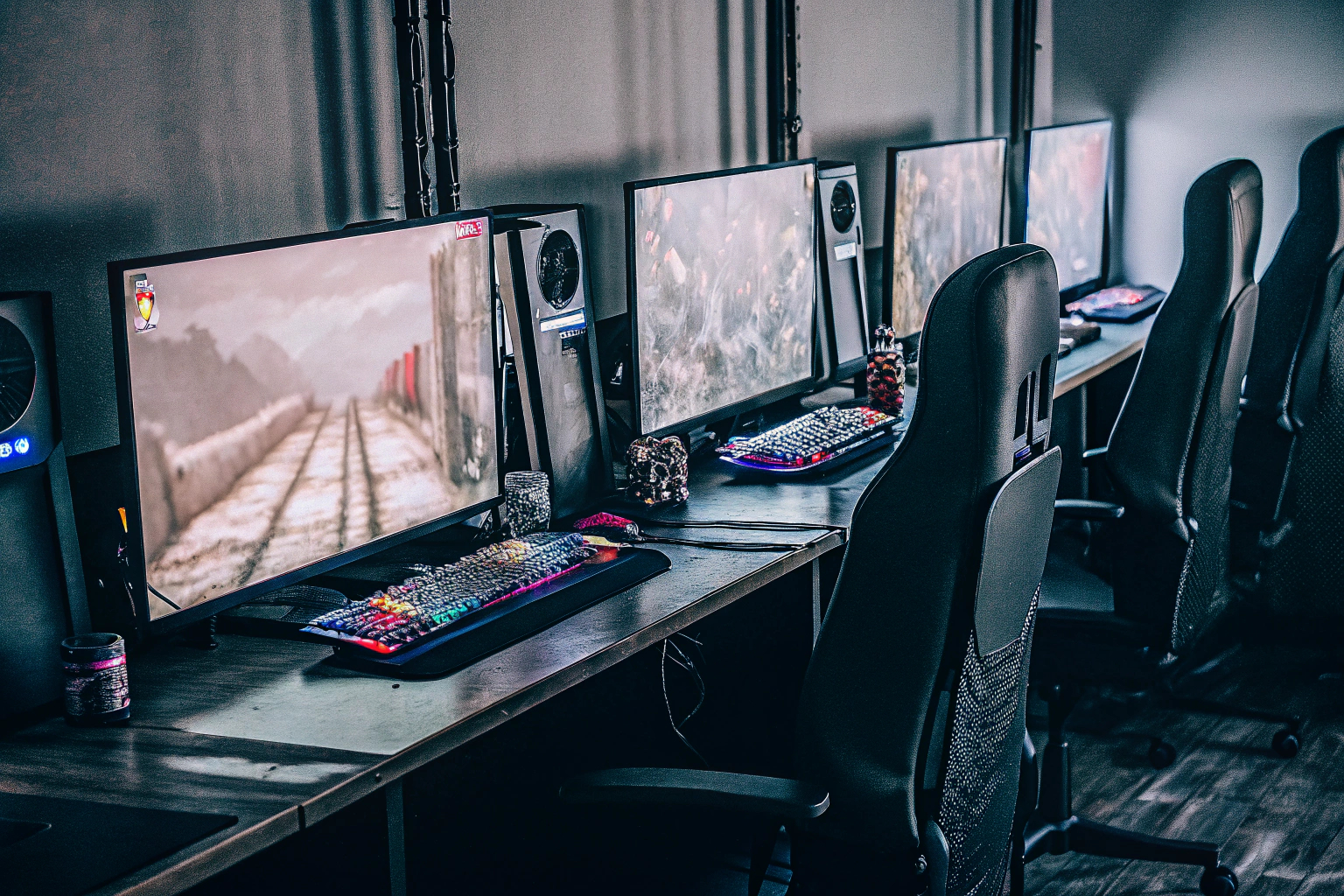 Teilnehmer eines Gaming-Turniers, die in Teams gegeneinander antreten. Gaming-Turnier