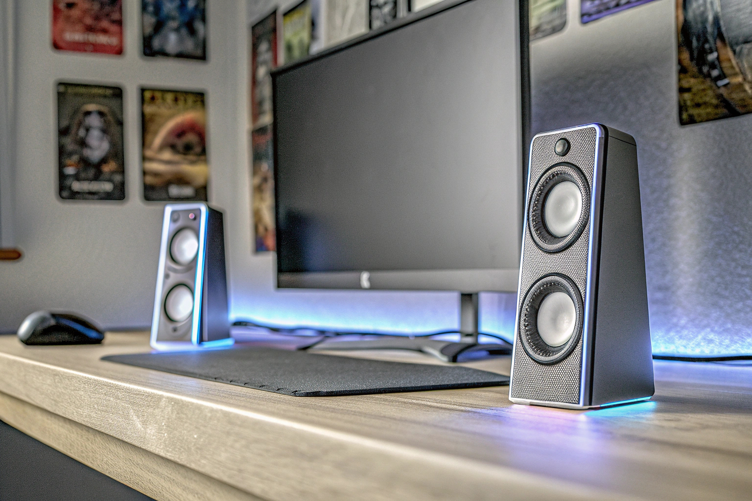 Trust Gaming GXT 38 Lautsprechersystem in einem modernen Setup. Trust Gaming GXT 38 Lautsprechersystem