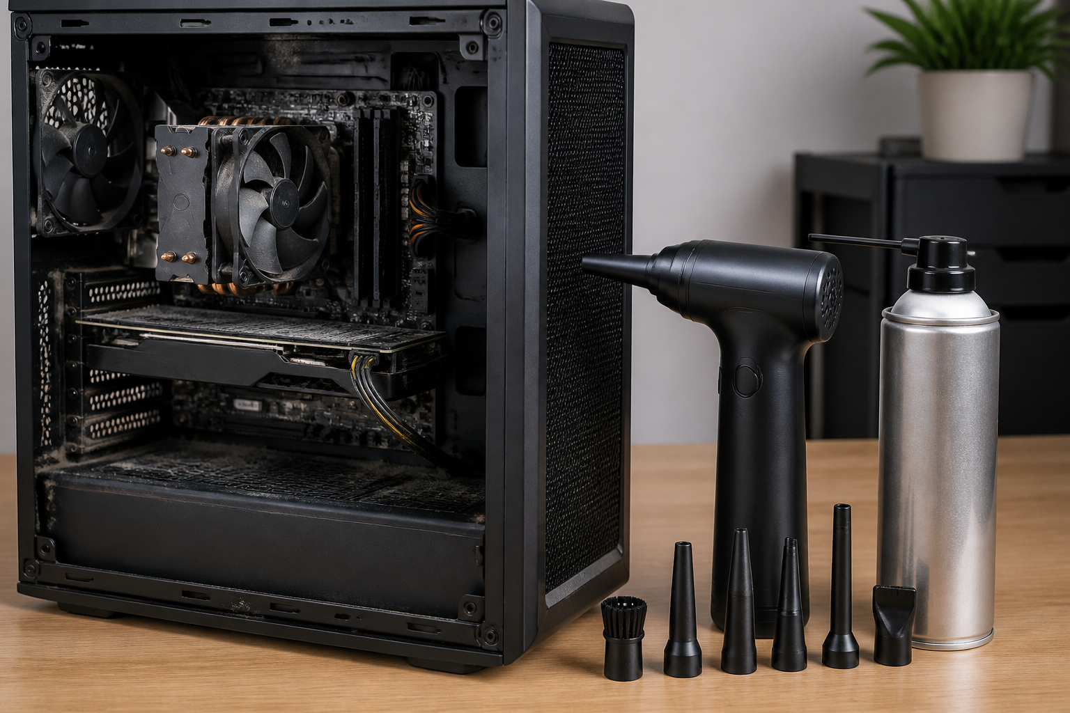 Elektrisches Gebläse und Druckluftdose für PC-Reinigung