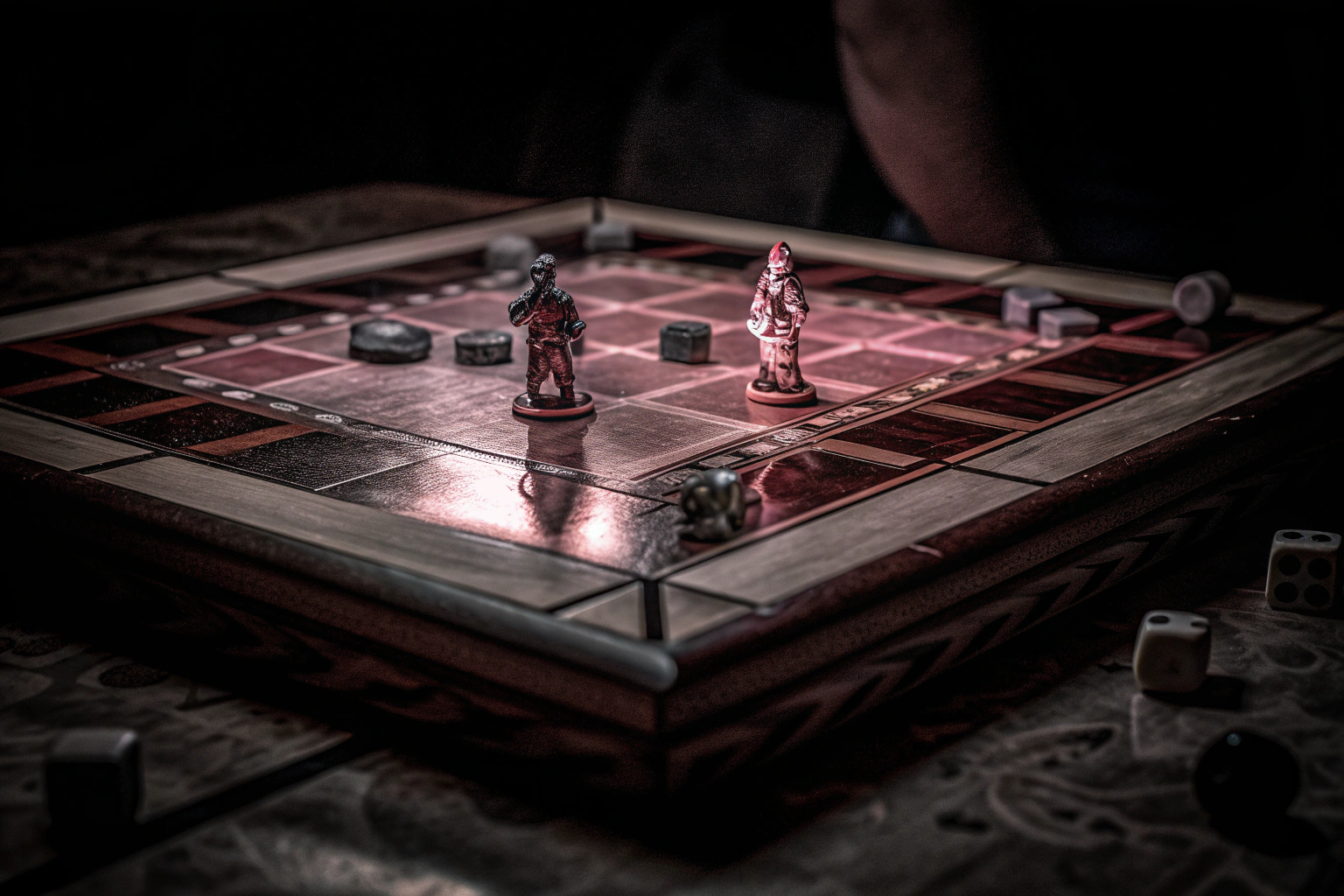 Zwei Freunde, die ein interaktives Spiel mit LED-Lichtern spielen. Freunde spielen interaktives Spiel